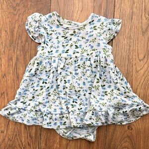 Posh Peanut Floral Baby Dress in Blue and Green 12-18 Months
